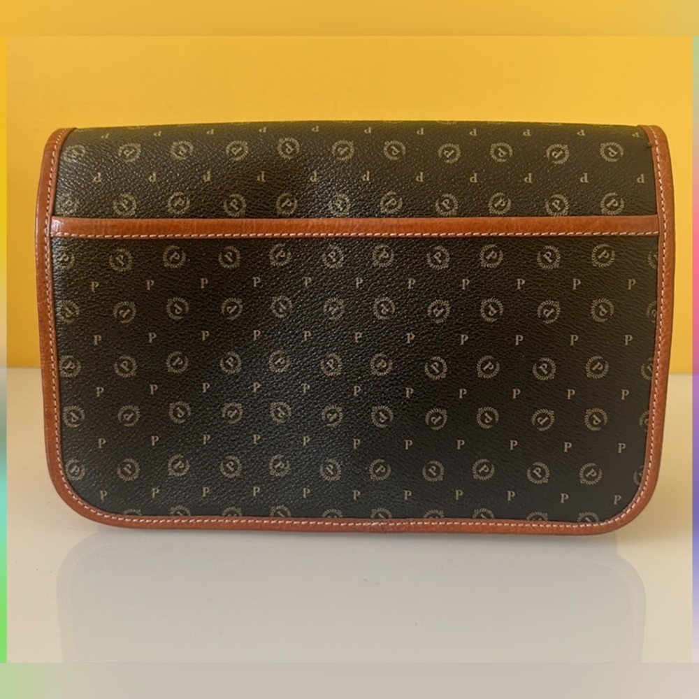 Pollini Logo Vintage Black Brown Leather crossbody/shoulder bag - Picture 5 of 14